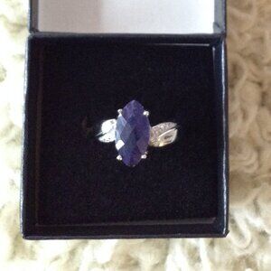 NEW Diamond & Sapphire Sterling over White Gold 14K, Size 7, NOT LAB CREATED